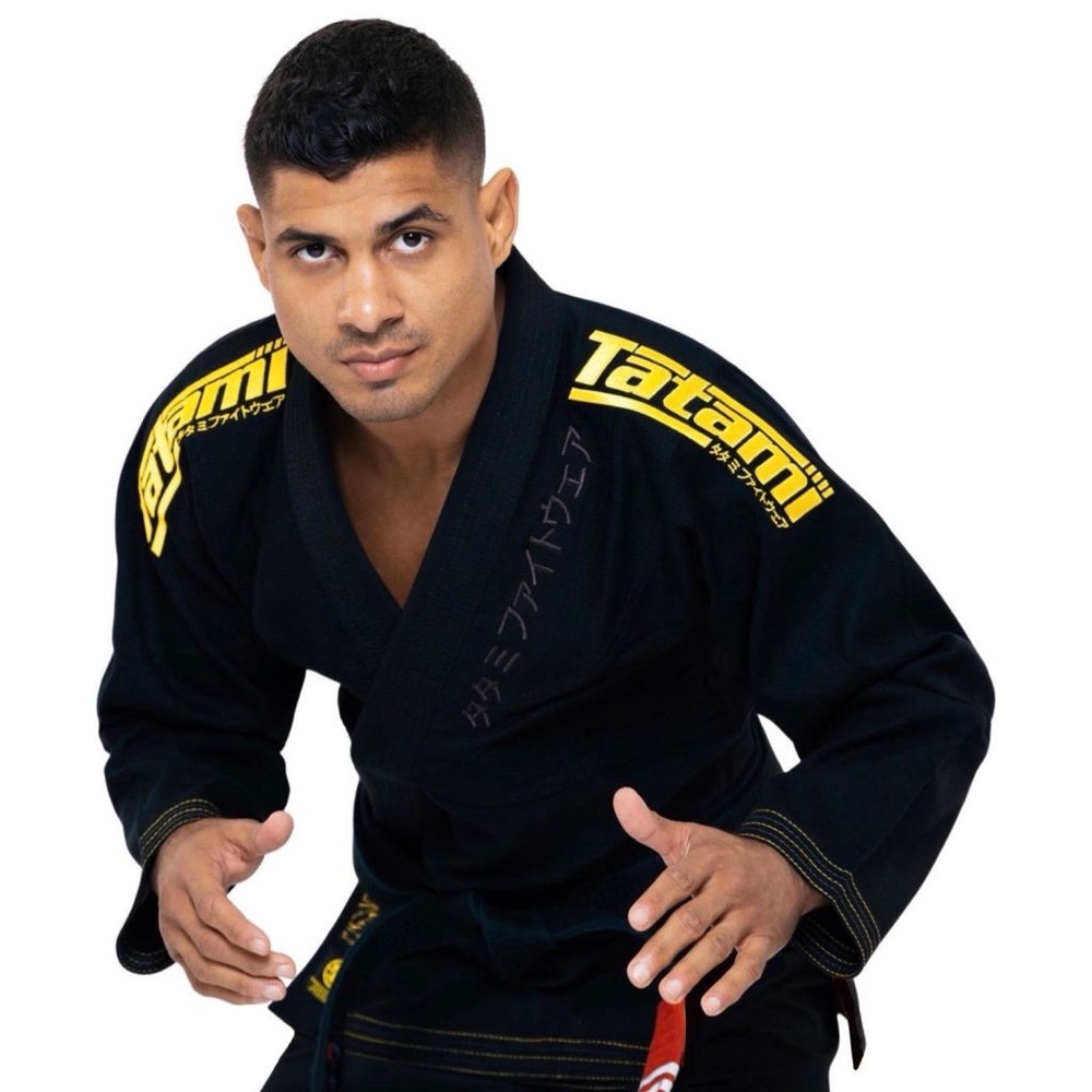 Men’s Black Brazilian Jiu-Jitsu Gi Jacket with Yellow Logos
